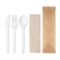 Ensemble de couverts biodégradables écologiques jetables 100% compostables en fibres végétales PLA sans BPA pour cadeaux