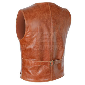 Chaleco de cuero único de alta calidad para hombre, Chaleco de cuero de moto transpirable con logotipo impreso personalizado - Product Image 2