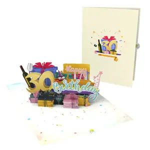 30 doğum günü hediyeleri 3D Pop Up kart en çok satan unutulmaz doğum günü için 3D kart el yapımı kağıt lazer kesim kartları