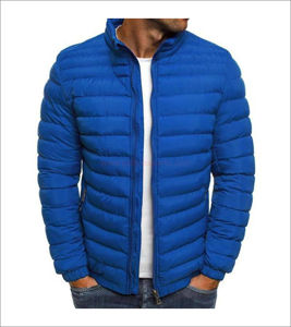 แจ็กเก็ตขนเป็ดโพลีเอสเตอร์ปกตั้งสำหรับผู้ชายสีทึบบางลำลองเก็บความร้อน - Product Image 2