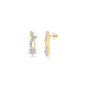 Boucles d'oreilles créoles en or 14 carats avec perle en forme de cœur pour femmes - Product Image 3
