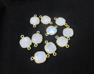 Pierre de lune naturelle arc-en-ciel taille 6mm Vermeil or 925 argent Sterling jeu de lunette connecteur pierres précieuses de guérison authentiques connecteurs 925 - Product Image 2