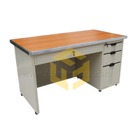 Table de bureau à ossature métallique Table d'étude Bureau scolaire Bureau d'ordinateur pour enseignants avec tiroirs verrouillables