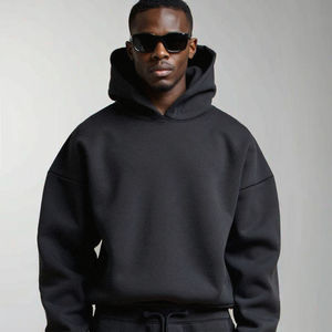 Sudadera con Capucha Corta y Gruesa para Hombre, Diseño Cuadrado Extra Grande, Logotipo Personalizado, Sin Cordones, Color Sólido de Invierno, Impresión Digital - Product Image 3