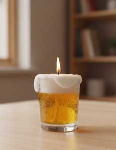 Bougie en verre de bière, bougie de fête, qualité supérieure, aspect bière réel, pour la décoration de fête, OEM ODM, vente en gros d'usine - Product Image 1