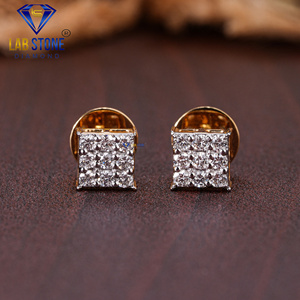 Boucle d'oreille en or jaune 18 carats avec diamant rond 0.36 TDW par Labstone/couleur EF-VS - Product Image 1