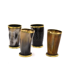 Cuerno de Búfalo, diseño de latón, 3 piezas, copa de vino de cuerno de búfalo medio quemado personalizada de alta calidad - Product Image 2