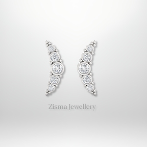 Wholesale Curved Diamond <b>Stud</b> Earrings 14K Gold Bezel Setting Certified Lab Grown Diamonds Internally Threaded Labret <b>Studs</b> - Product Image 1