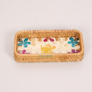 Panier de plateau de décoration de Table de bonbons de fruits de nacre de rotin carré écologique à la mode pour la décoration intérieure - Product Image 3