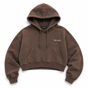 Sweat-shirt à capuche surdimensionné pour femme, en coton épais, délavé à l'acide, marron, style streetwear - Product Image 2