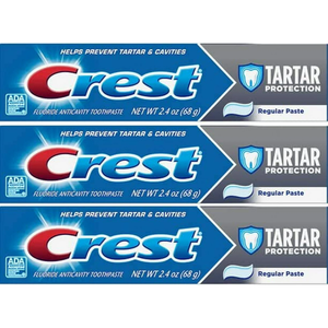 Dentifrice de protection contre le tartre et les caries Crest avec fluorure, pâte régulière, 2.4oz (lot de 3) - Product Image 1