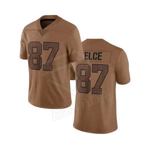 เสื้อฟุตบอลอเมริกัน100% ผ้าระบายอากาศครึ่งแขนผ้าโพลีเอสเตอร์พิมพ์ลายตามชื่อและหมายเลข - Product Image 6