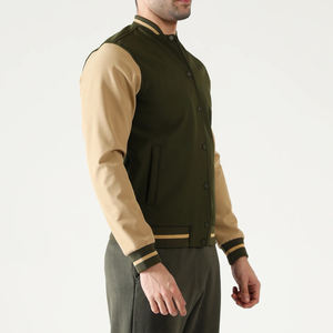 <b>Men</b> Classic Varsity <b>Jackets</b> With Wool Blend Body Faux Leather Sleeves And Bold <b>Letter</b> Patches For Authentic Retro Athletic - Product Image 4