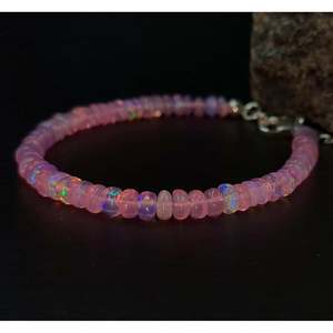 AAA+ Pink Ethiopian <b>Opal</b> Beaded <b>Bracelet</b> with Garnet Amethyst Pearl Diamond and Agate Trendy Religious Style Perfect Gift - Product Image 3