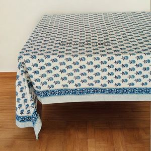 Mantel de algodón hecho a mano indio hermoso bloque de mano impreso cubierta de mesa de algodón para mantel de boda para la venta - Product Image 6