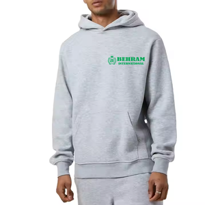 Sudaderas con capucha y sudaderas deportivas de cuello redondo de algodón gris jaspeado para hombre - Product Image 3