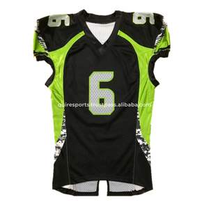 Maillot de football américain noir vert personnalisé tissu à mailles équipe pratique hommes jeunes sublimation chemises de football américain - Product Image 6