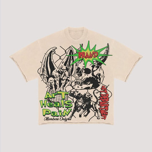 T-Shirt personnalisé surdimensionné court longueur Anti-rides Anti-rétrécissement T-Shirt hommes haute qualité hommes à la mode impression T-shirt - Product Image 2