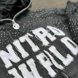 Ensemble de survêtement pour homme avec capuche zippée et patch brodé personnalisé, effet délavé soleil et délavé à l'acide, style usé, automne, 100% coton, séchage rapide - Product Image 5