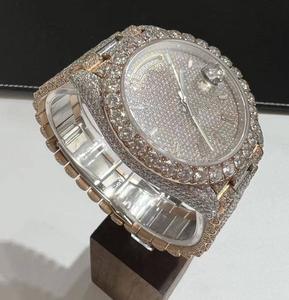 Montre-bracelet mécanique automatique de luxe pour hommes avec diamant Moissanite VVS bande en acier inoxydable Hip Hop bijoux Style buste glacé - Product Image 4