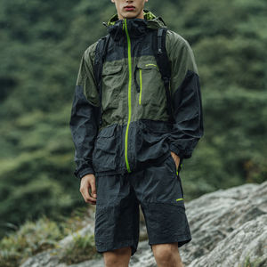 <b>Camping</b> Rain Suit Set Men's Mountain <b>Windbreaker</b> Shorts Set Men Zipper Rain Jacket Wind breaker Shorts Two Piece Mens - Product Image 1