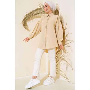 Blusas y camisas de mujer con cuentas beige Diseño elegante con cuentas para comodidad y estilo - Product Image 3