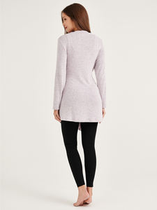 สเวตเตอร์ถักแขนยาวผ้าคอตตอนอุ่นคอวีสำหรับฤดูร้อนสินค้าส่งออก - Product Image 2