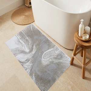 Tapis de bain et de douche Corey 70x120cm en coton jacquard teint en fil, motif abstrait, production sur mesure - Fabriqué en Turquie - Product Image 1