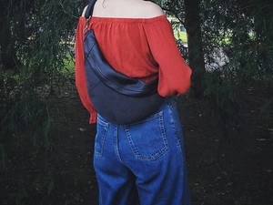 Riñonera de lona Sling Bag Cuero ecológico Vegan Vintage Cierre de cremallera Cintura de alta calidad - Product Image 2