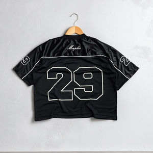 เสื้อยืดโอเวอร์ไซส์ทรงบ็อกซี่ คอวี ผ้าซาติน ตาข่าย พิมพ์ลายสไตล์เรโทร สำหรับผู้ชาย ออกแบบเองได้ ผลิตตามสั่ง (OEM) เหมาะสำหรับใส่เล่นกีฬาฟุตบอล ฤดูร้อน สตรีทแวร์ - Product Image 2