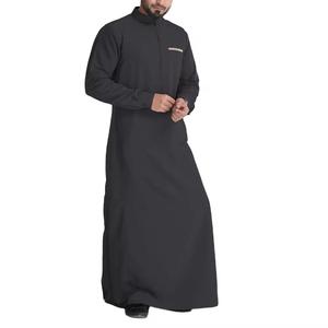 Musulman Arabe Vêtements pour Hommes Loose Stand Collar Patchwork Long Sleeves Abaya Robe Moyen-Orient Islamique - Product Image 2
