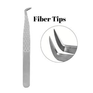 Pinzas de Acero Inoxidable de Alta Calidad con Logotipo Personalizado, Punta de Fibra para Extensión de Pestañas - Product Image 1