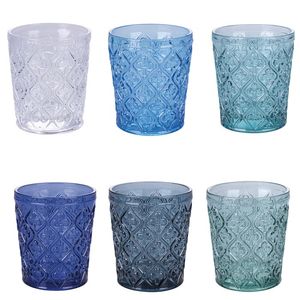 Set di 6 Bicchieri d'Acqua in Vetro Marrakech Ocean da 325ml con Elegante Finitura in Pasta - Product Image 1