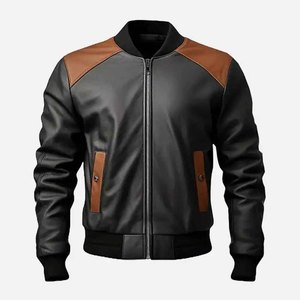 Wholesale Custom Made Men's Vintage Style Genuine <b>Leather</b> <b>Jacket</b> High Quality Canvas Bomber <b>Jacket</b> for <b>Winter</b> - Product Image 1