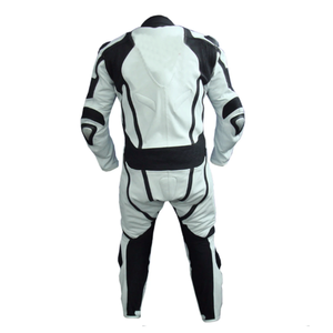 Piste course 1 pièce blanc et noir en cuir de vachette véritable moto costume CE armures Protection moto équitation costume pour hommes - Product Image 4
