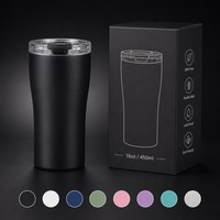 Tasse isotherme en acier inoxydable de 450 ml avec couvercle et paille, gobelet de voyage en forme de taille, logo personnalisé, vente en gros