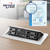 Prise de bureau multifonction Sevilo CE EU US UK standard en alliage d'aluminium avec mise à la terre automatique et Wi-Fi intégré pour mobilier de bureau