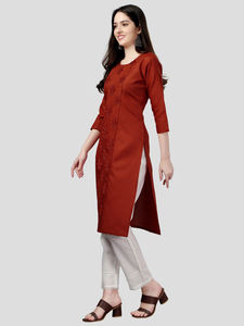 Kurti mágico de algodón informal completamente cosido con trabajo de bordado intrincado para la moda india y pakistaní hecha de rayón - Product Image 3