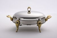 Couvercle de chauffe-plat vintage style rétro en acier inoxydable, écologique et compatible four, pour événements, dîners et usage domestique