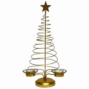 Bougeoir en métal pour décoration de maison, élégant, doré, à 2 niveaux, bougeoir unique pour sapin de Noël, design étoilé - Product Image 5