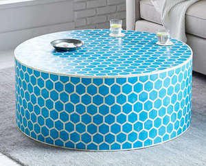 Table basse élégante faite à la main en incrustation d'os Design floral complexe Artisanat naturel artisanal de style religieux pour le salon - Product Image 5