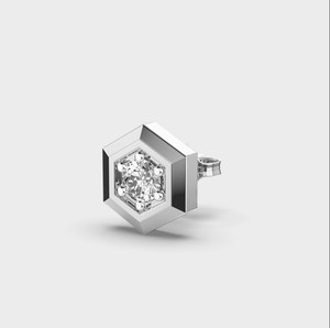 IGI Certified Lab Grown Round Diamond Hexagon Stud <b>Earrings</b> Solid 925 Sterling Silver Geometric Diamond <b>Earrings</b> - Product Image 3