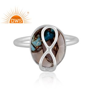 Meilleures ventes Bague empilable en argent sterling Mojave, cuivre, opale rose, turquoise, pierres précieuses, fabricant de bijoux personnalisé - Product Image 3