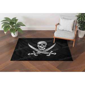 Tapis imprimé Jolly Roger - Design unique de drapeau pirate pour décoration moderne, tapis en chenille - Product Image 4