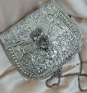 Full Brass Metal Clutch <b>Bags</b> for Women White Silver Party Handmade Evening Clutch <b>Bags</b> at Low Price by LUXURY CRAFTS - Product Image 6