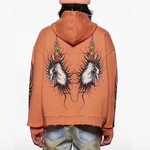 Sudaderas con capucha de invierno personalizadas para hombre DTG DTF estampado en blanco Jersey de lana de gran tamaño informal de algodón al por mayor con cremallera elegante a granel - Product Image 3