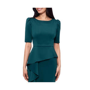 Abito da donna XSCAPE verde in crêpe scuba con volant, maniche corte, paillettes, taglia 14, vita impero, per feste di matrimonio - Product Image 2