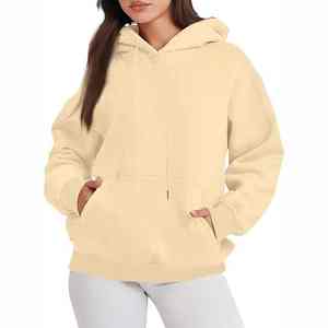 Sudaderas con capucha de invierno y otoño para mujer de alta calidad, sudaderas con capucha de manga larga sólida para mujer, sudaderas con capucha de bolsillo de gran tamaño, 100% de algodón - Product Image 5