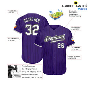 100% polyester pas cher Baseball bouton complet chemise robes chemise manches Usa Baseball Jersey Logo personnalisé hommes T-shirts broderie - Product Image 3