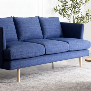 Vente flash ! Canapé sectionnel trois places moderne en tissu chenille bleu, écologique, avec pieds en bois massif, pour école, parc, salon - Product Image 1